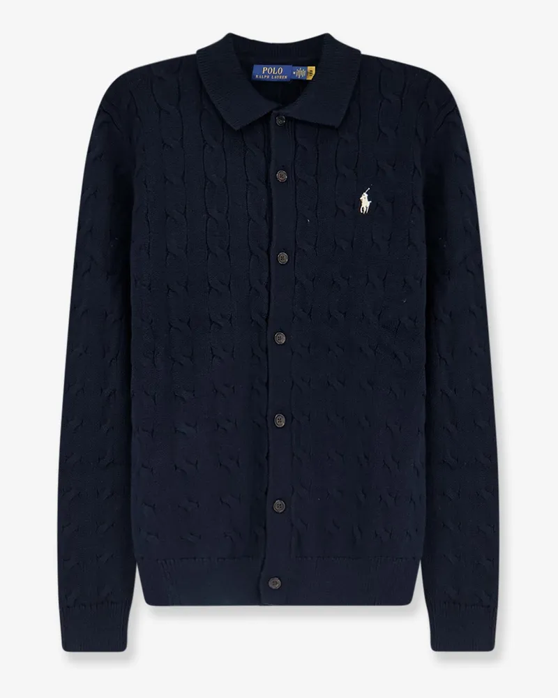 Ralph Lauren Cotton cardigan with braided knit -  - gender_Man Blue