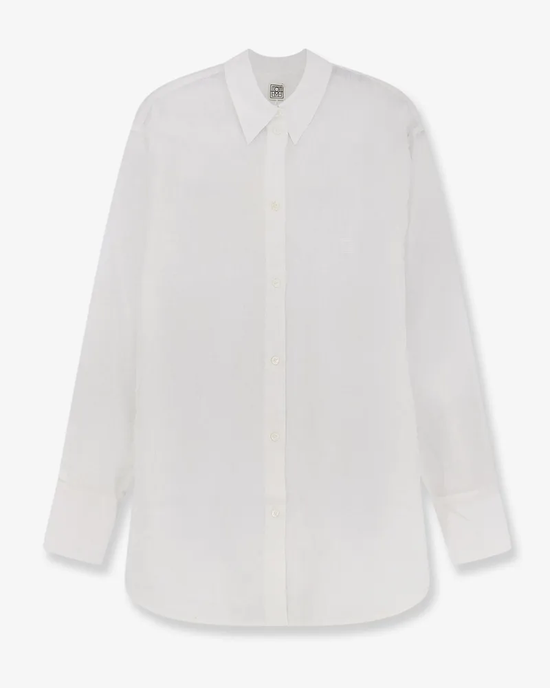 Totême Oversized Summer cotton and linen shirt -  - gender_Woman White