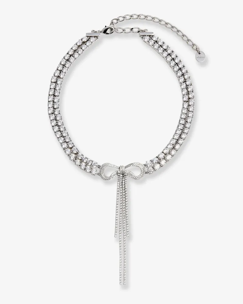 Self-Portrait Double Crystal Bow Choker -  - gender_Woman Silver
