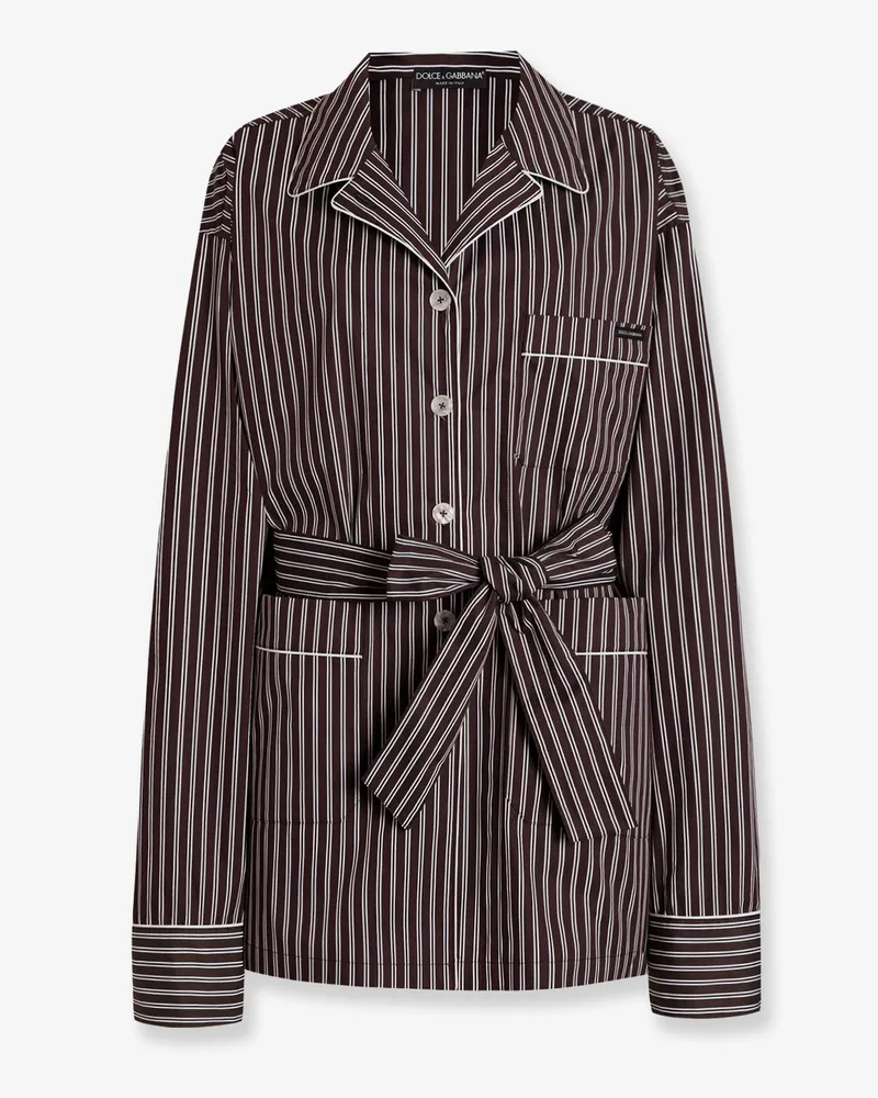 Dolce & Gabbana Camicia Pigiama Vanity in popeline -  - gender_Woman Brown