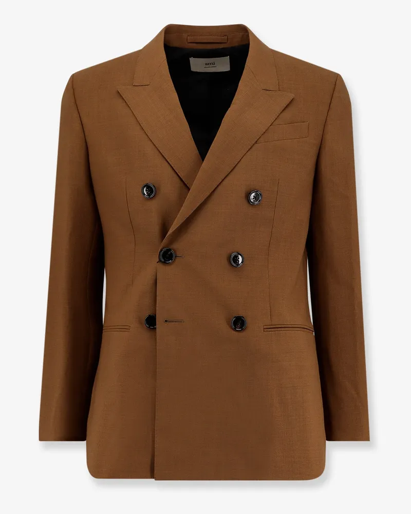 AMI Paris Double-breasted wool blazer -  - gender_Man Brown