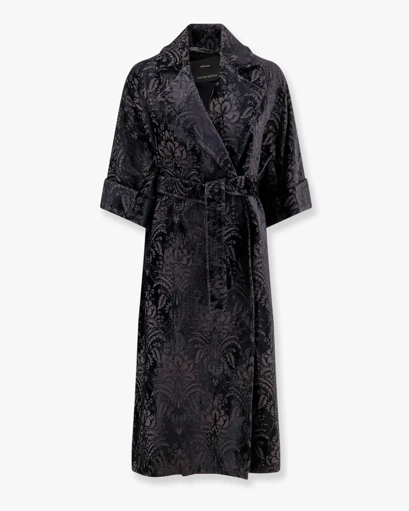 Max Mara Edolo oversize velvet coat with damask motif -  - gender_Woman Black