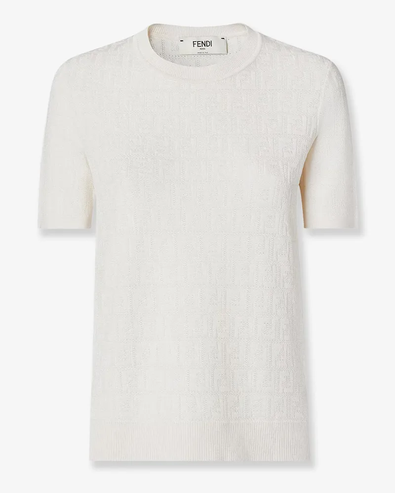 Fendi Cotton blend T-shirt with all-over FF logo -  - gender_Woman White