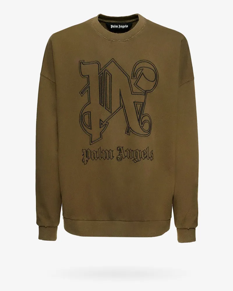 Palm Angels Organic cotton sweatshirt with embroidered monogram -  - gender_Man Brown