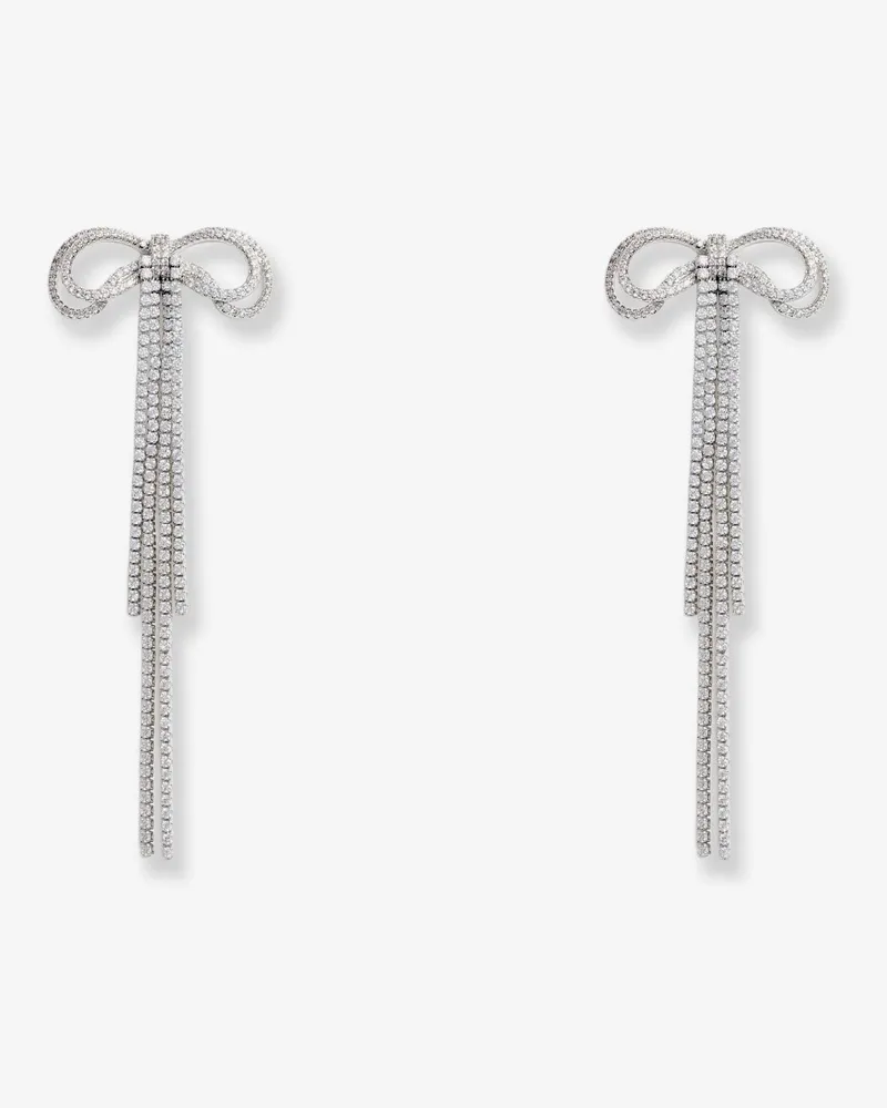 Self-Portrait Double Crystal Bow Earrings -  - gender_Woman Silver