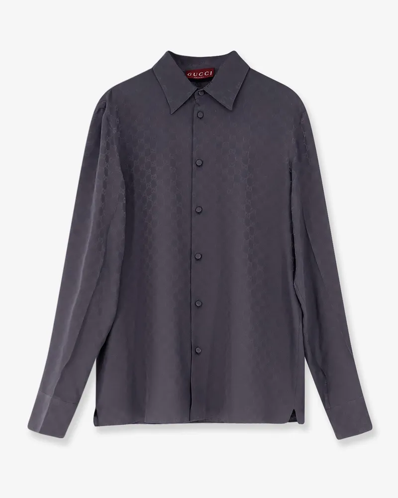 Gucci GG Jacquard silk shirt -  - gender_Man Grey