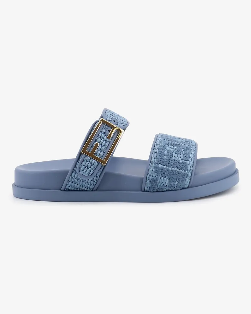 Fendi Feel woven rafia flat sandals - FENDI - gender_Woman Blue
