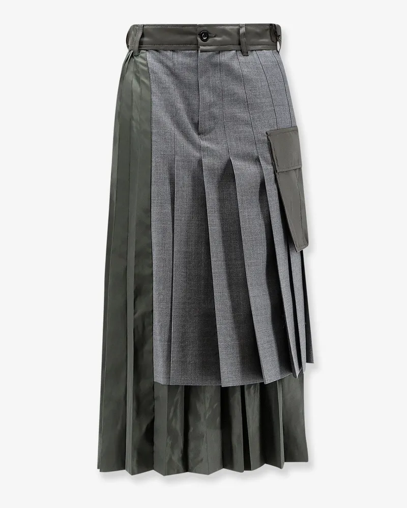 Sacai Pleated wool blend skirt -  - gender_Woman Green