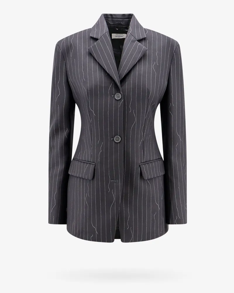 OFF-WHITE Pinstripe fabric blazer with shoulder pads -  - gender_Woman Grey