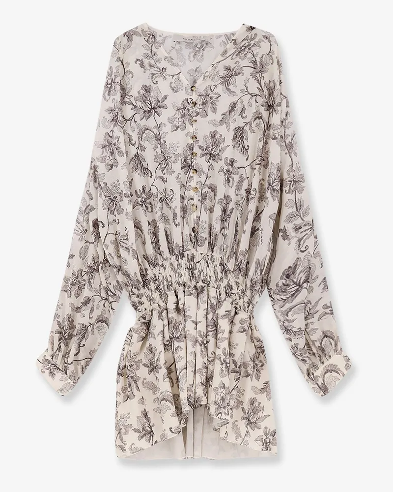 Golden Goose Short cotton dress with floral pattern -  - gender_Woman Beige