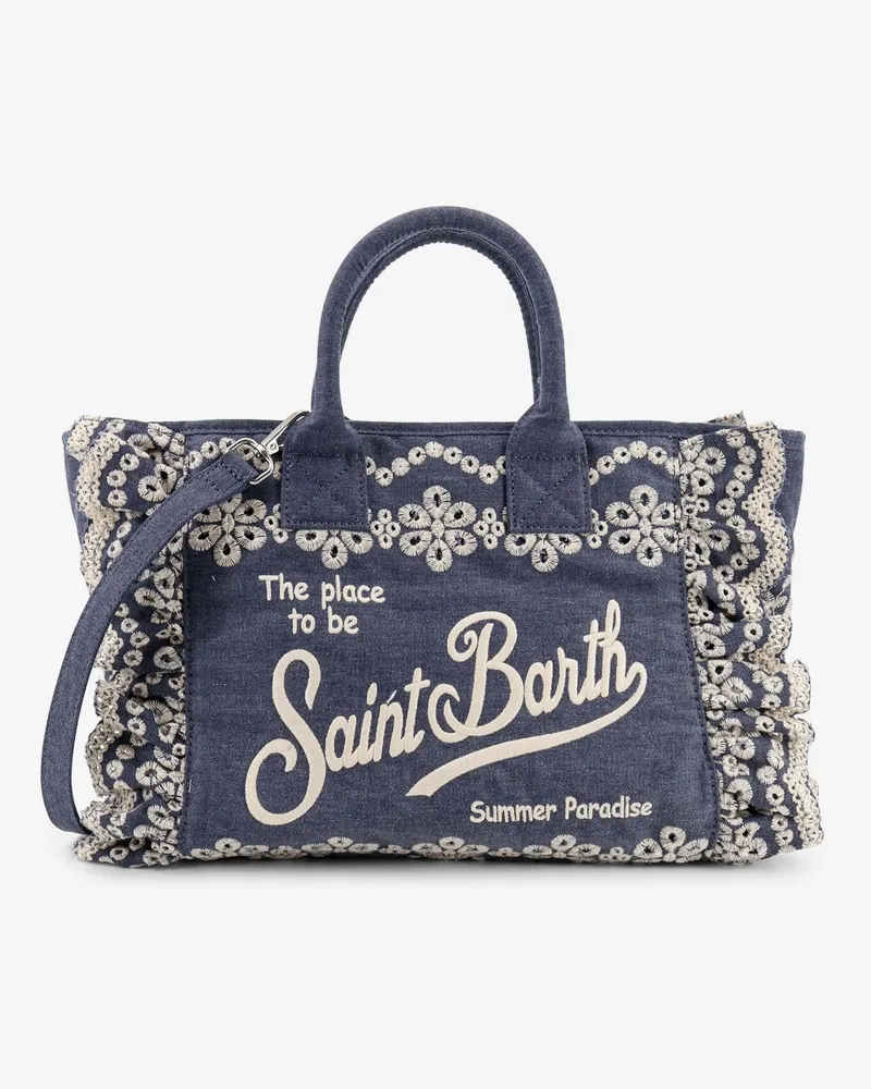 MC2 Saint Barth Colette denim shoulder bag with Sangallo embroidery -  - gender_Woman Blue