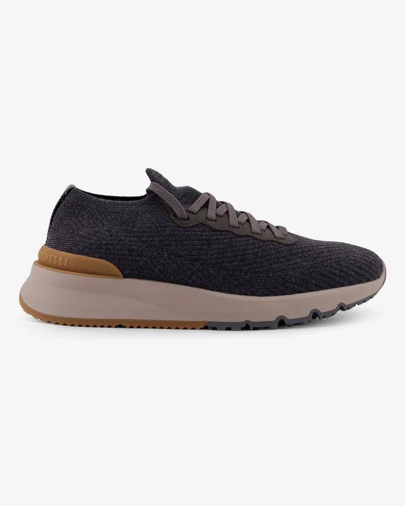 Brunello Cucinelli Runners wool knit sneakers -  - gender_Man Grey