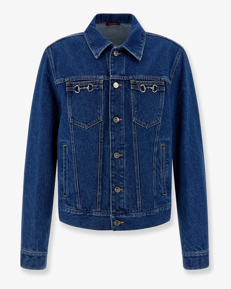 Gucci Denim Jacket with iconic Horsebits -  - gender_Man Blue