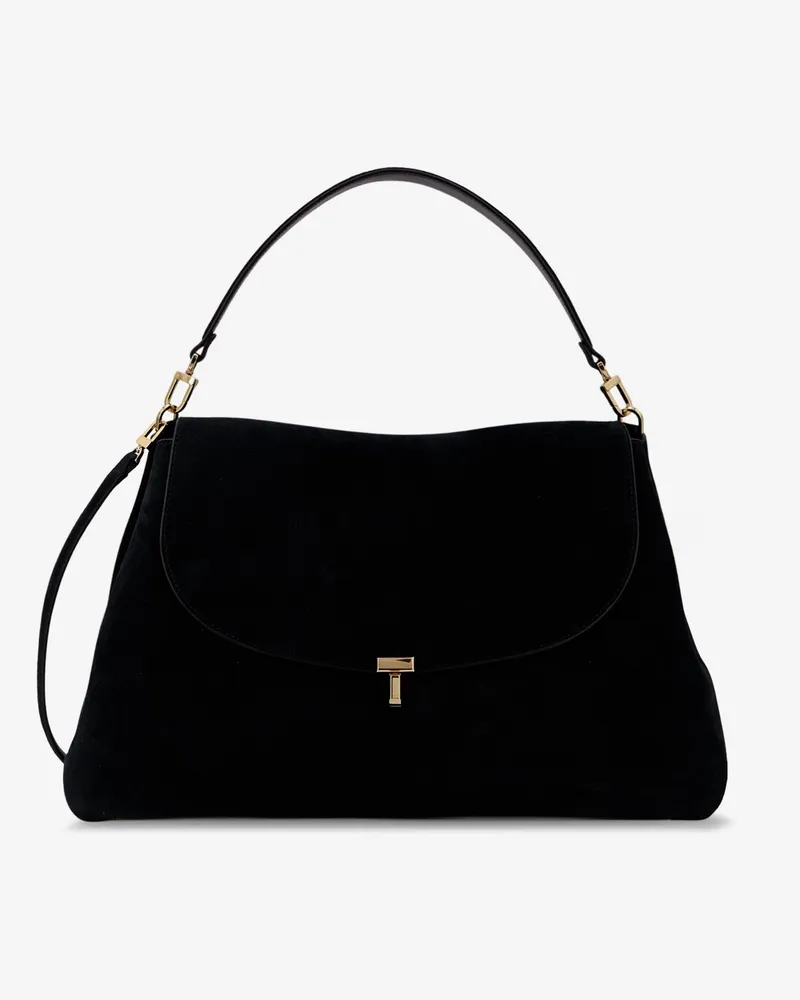 Totême Suede T-Lock shoulder bag -  - gender_Woman Black