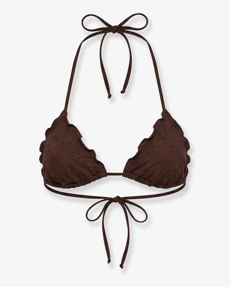 MC2 Saint Barth Sagittarius bikini top with all-over embroidery -  - gender_Woman Brown