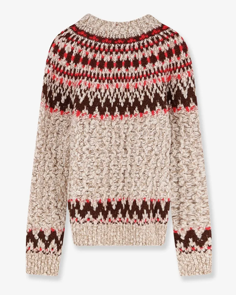 Moncler Jacquard wool blend sweater with geometric pattern -  - gender_Man Beige