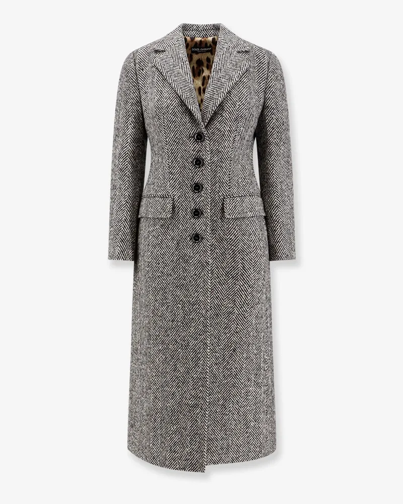 Dolce & Gabbana Single-breasted wool chevron coat -  - gender_Woman Grey