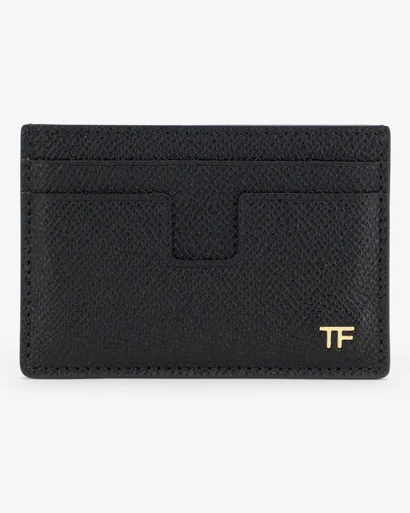 Tom Ford Leather card holder with logo -  - gender_Man Black
