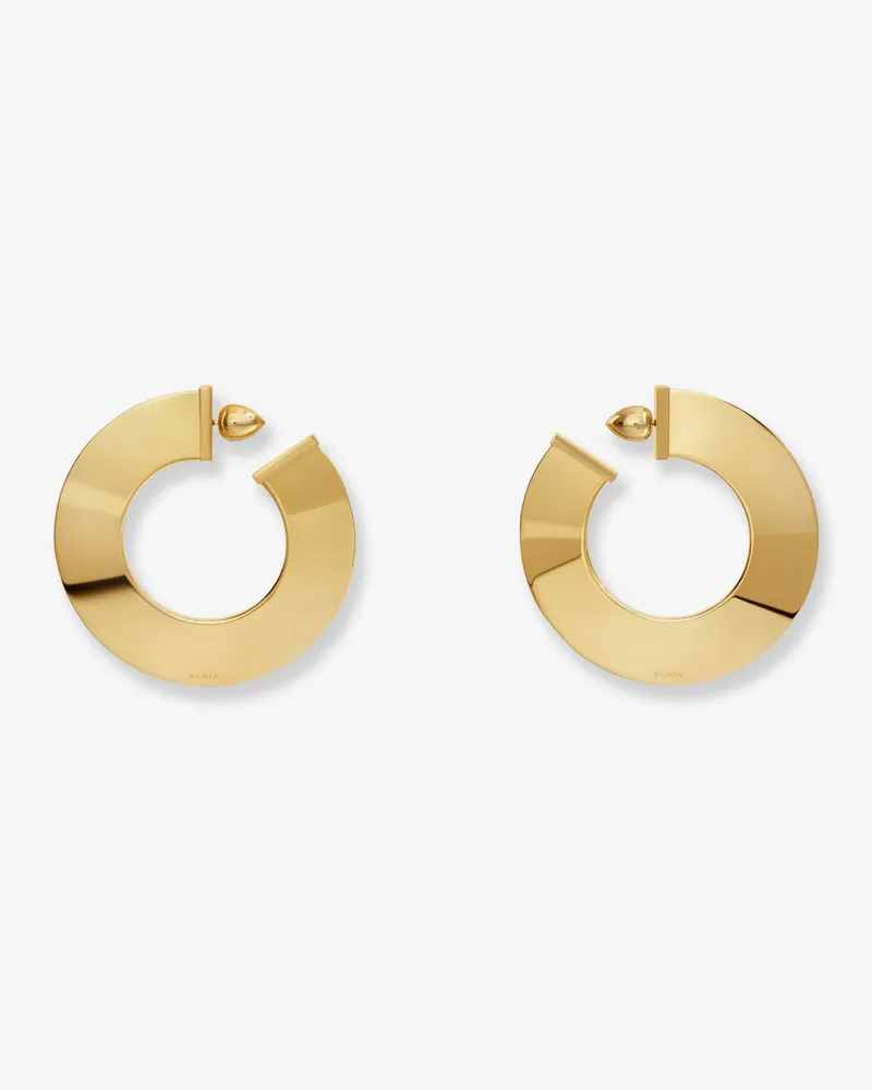 Alaïa Blade Hoop S earrings with Logo detail -  - gender_Woman Gold
