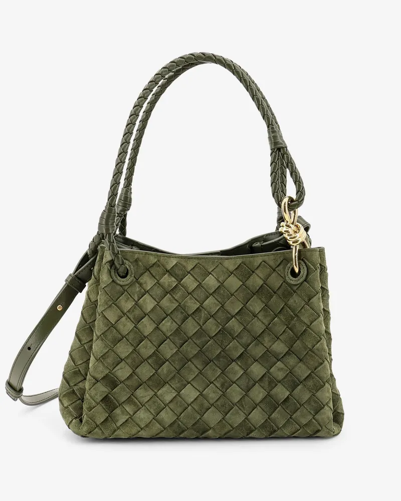 Bottega Veneta Parachute suede shoulder bag with Intrecciato motif -  - gender_Woman Green