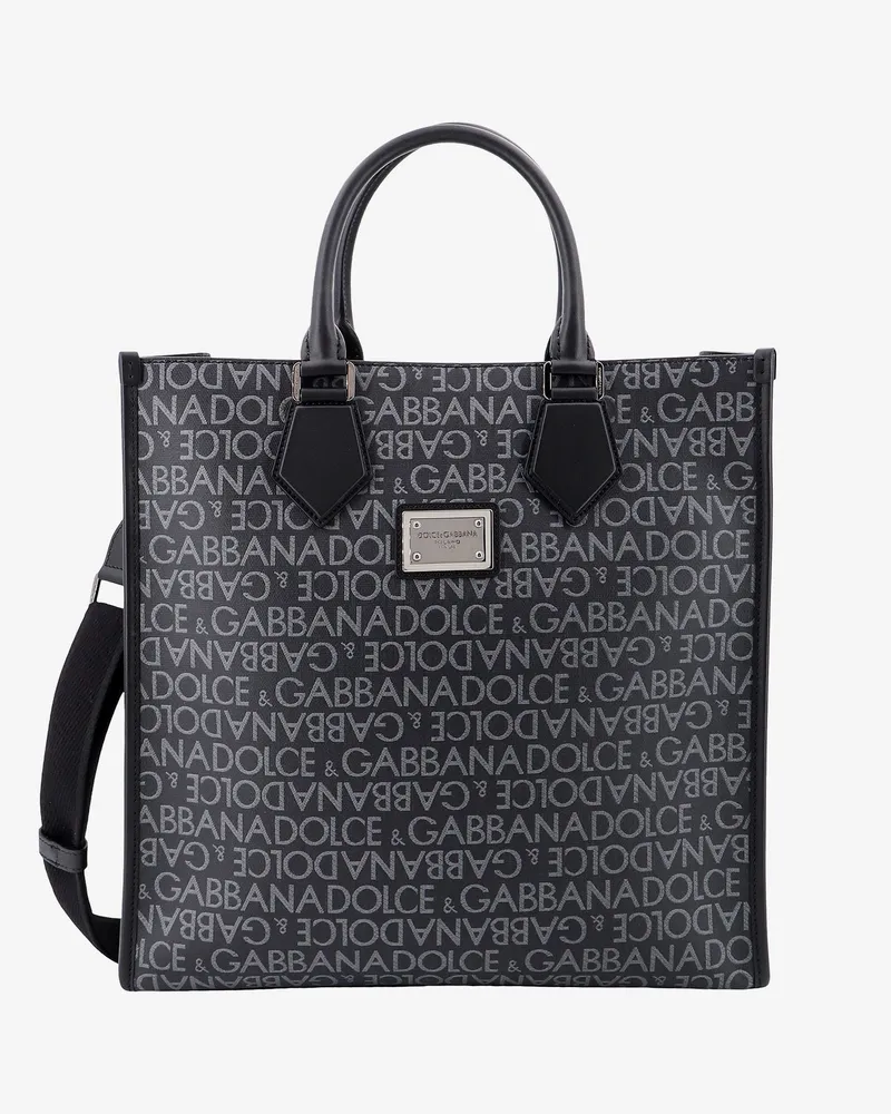 Dolce & Gabbana Coated canvas and leather handbag with all-over logo -  - gender_Man Blue