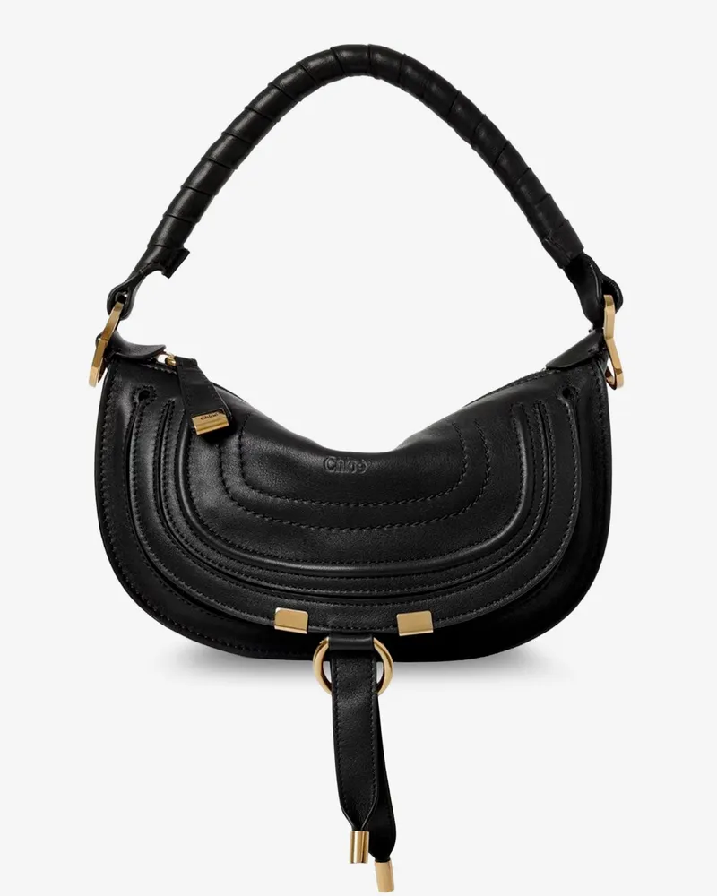 Chloé Marcie Mini leather crossbody bag with stitching detail -  - gender_Woman Black