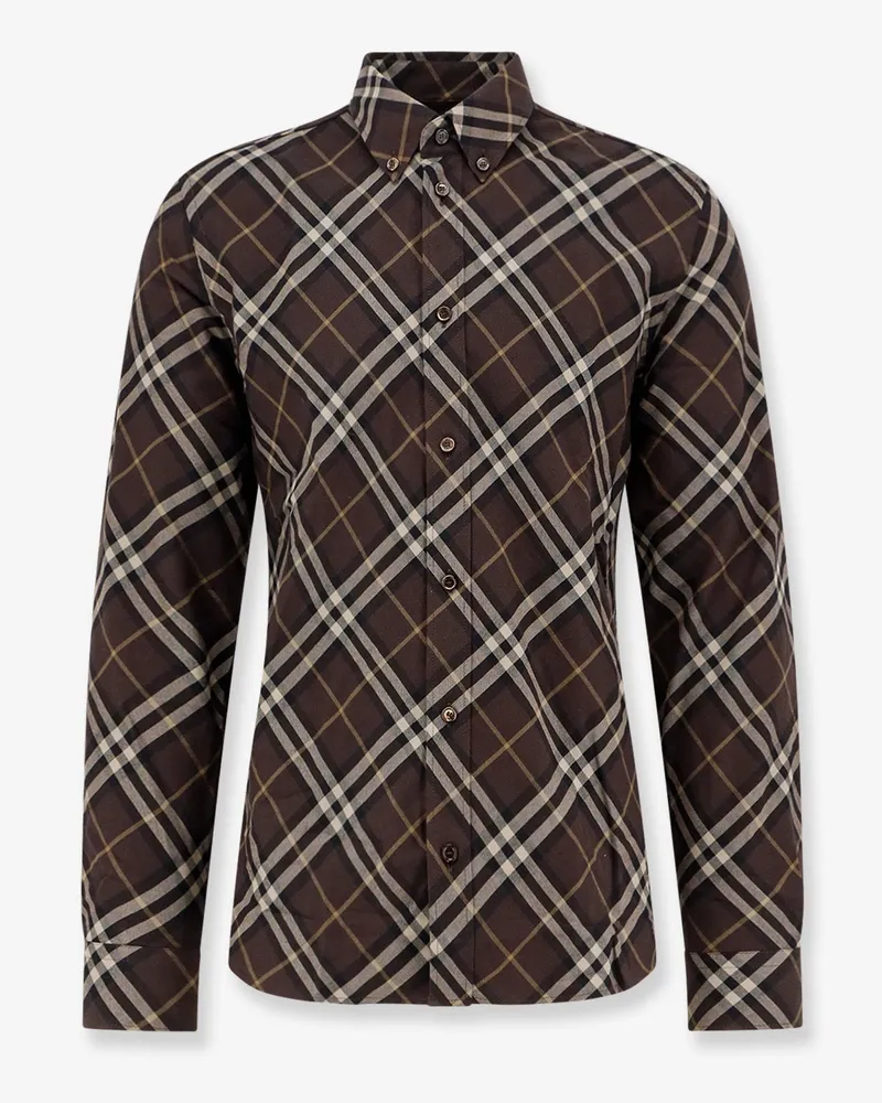 Burberry Cotton shirt with Check motif -  - gender_Man Brown