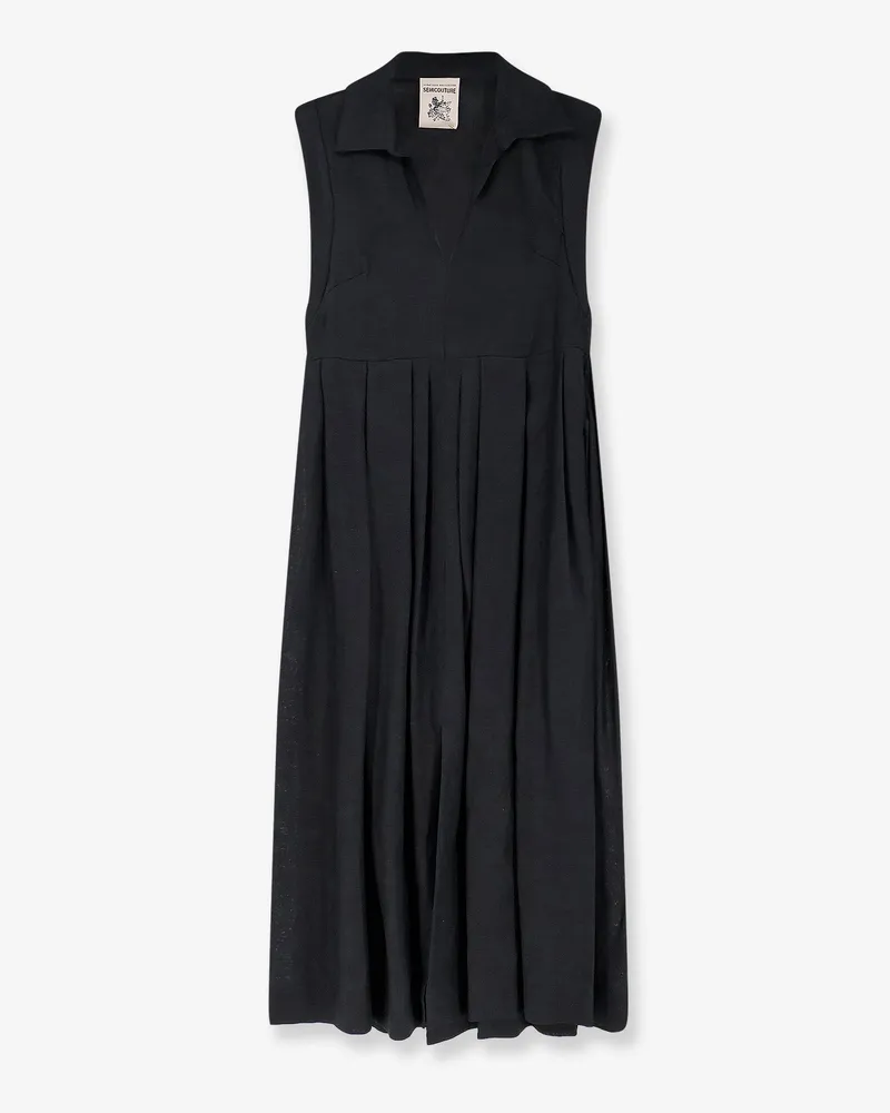 Semicouture Linen long dress -  - gender_Woman Black