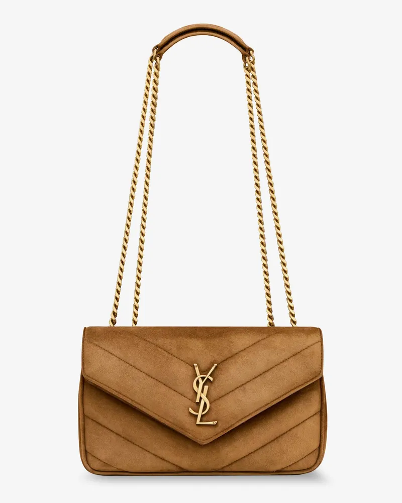 Saint Laurent Loulou leather shoulder bag with metal Cassandre logo -  - gender_Woman Beige