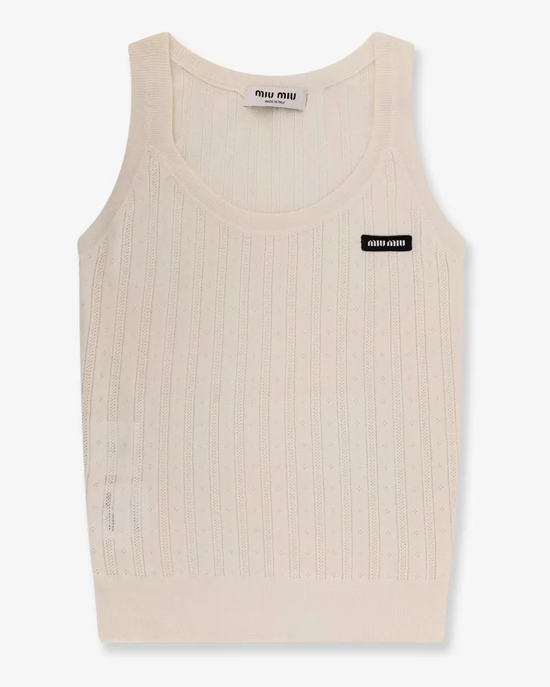 Miu Miu Perforated cachemire and silk top -  - gender_Woman White