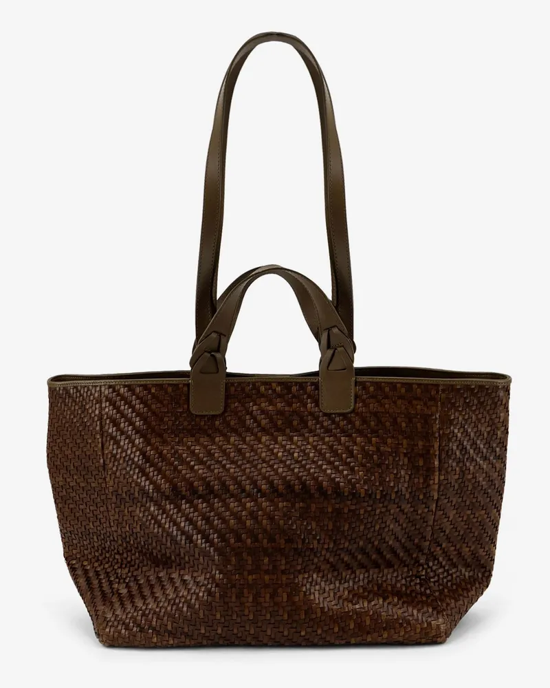 IBELIV Elmio Medium vegetable leather shoulder bag with woven pattern -  - gender_Woman Brown