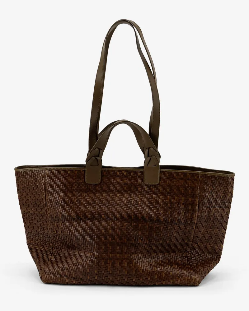IBELIV Elmio Medium vegetable leather shoulder bag with woven pattern -  - gender_Woman Brown