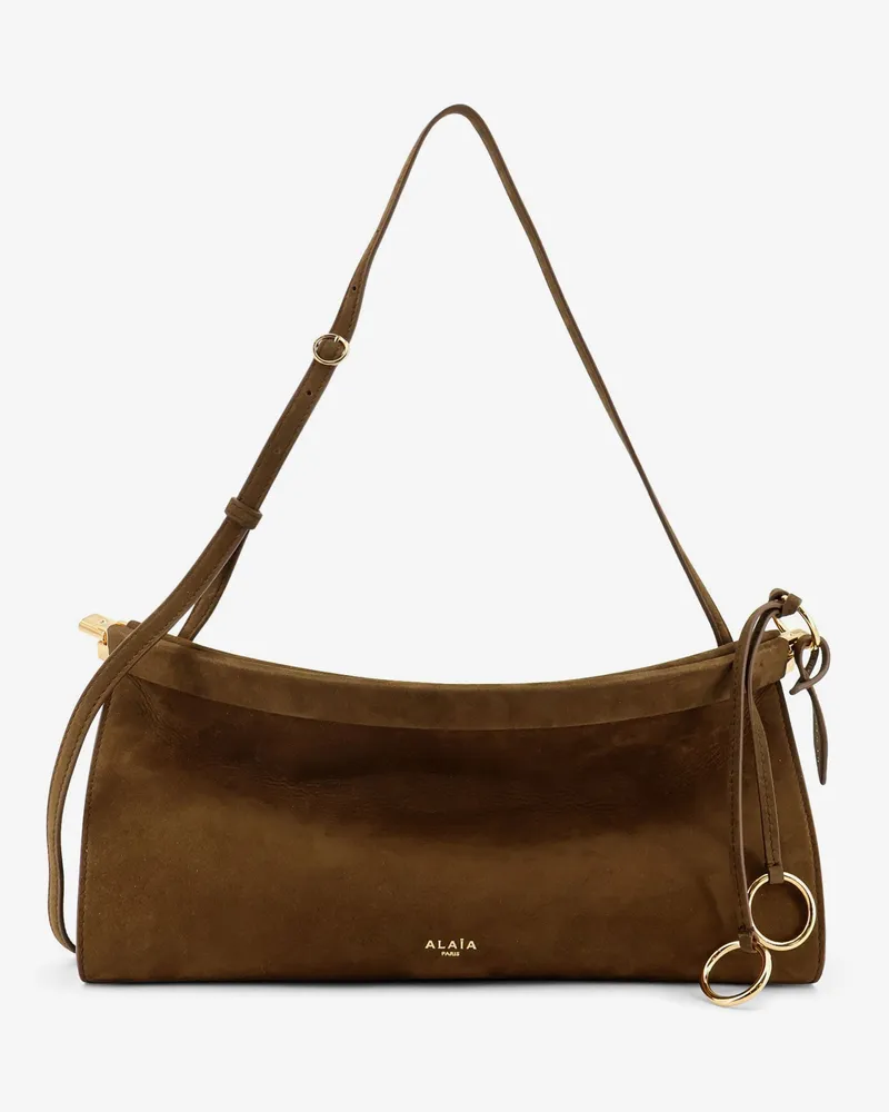 Alaïa East West leather shoulder bag with engraved logo lettering -  - gender_Woman Green