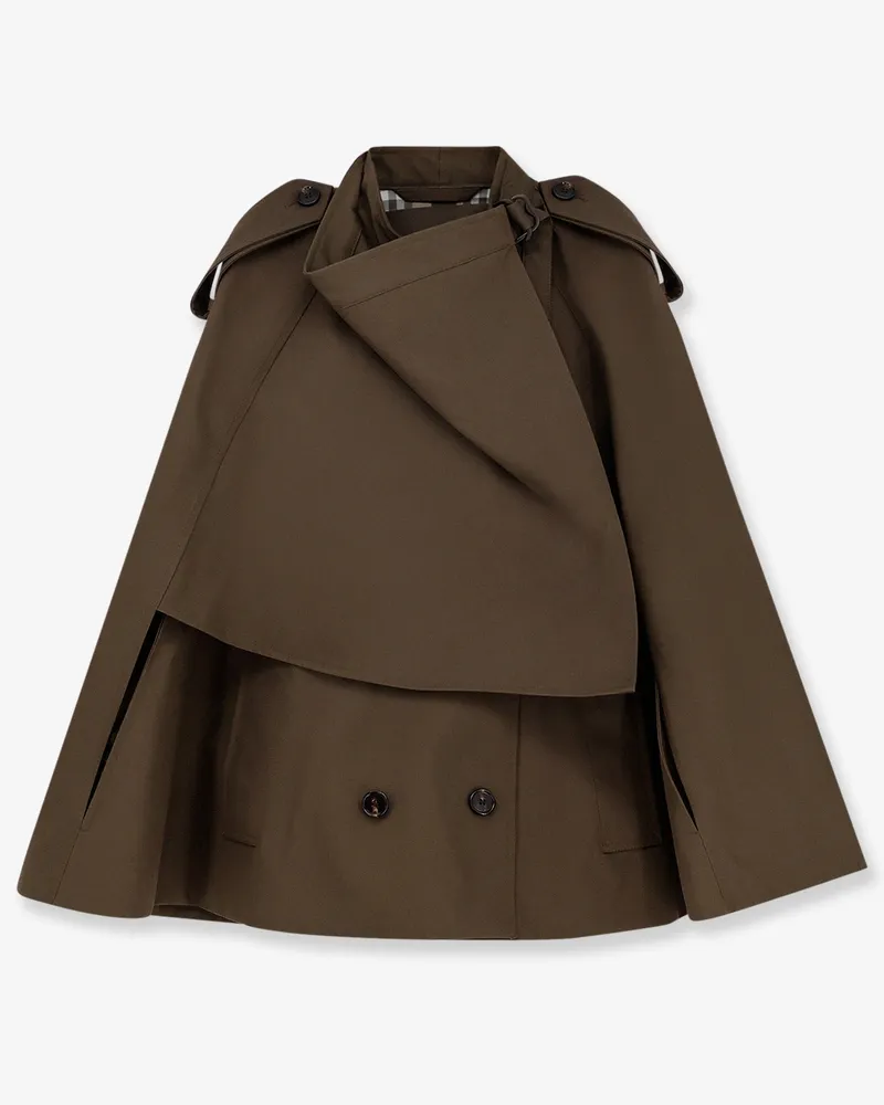 Burberry Cotton cape with Traditional Check lining -  - gender_Woman Green