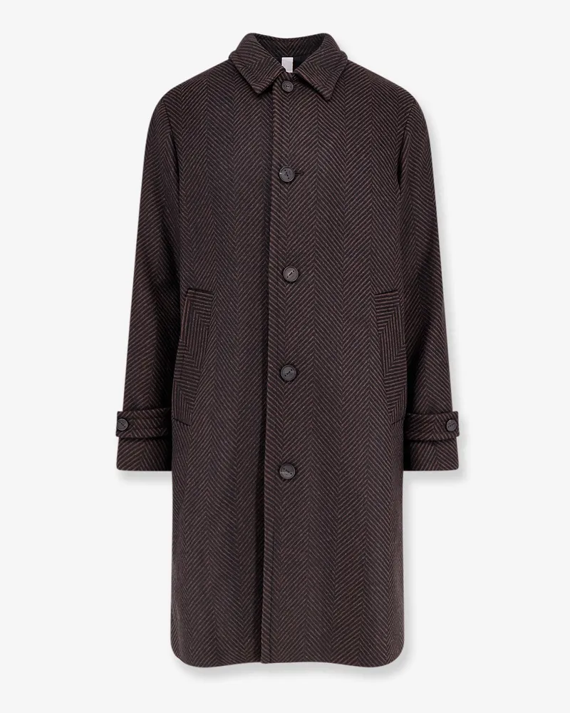 Hevò Loconia wool blend coat with herringbone pattern -  - gender_Man Brown
