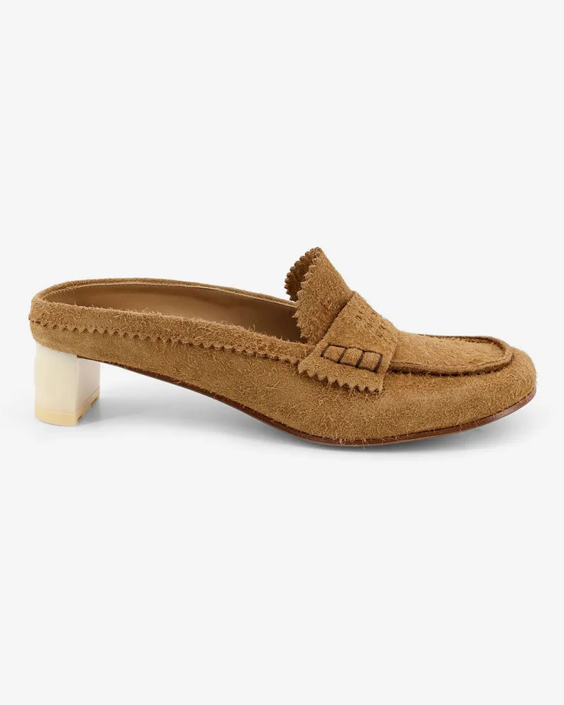 Maison Margiela Suede sandals with iconic engraved logo -  - gender_Woman Brown