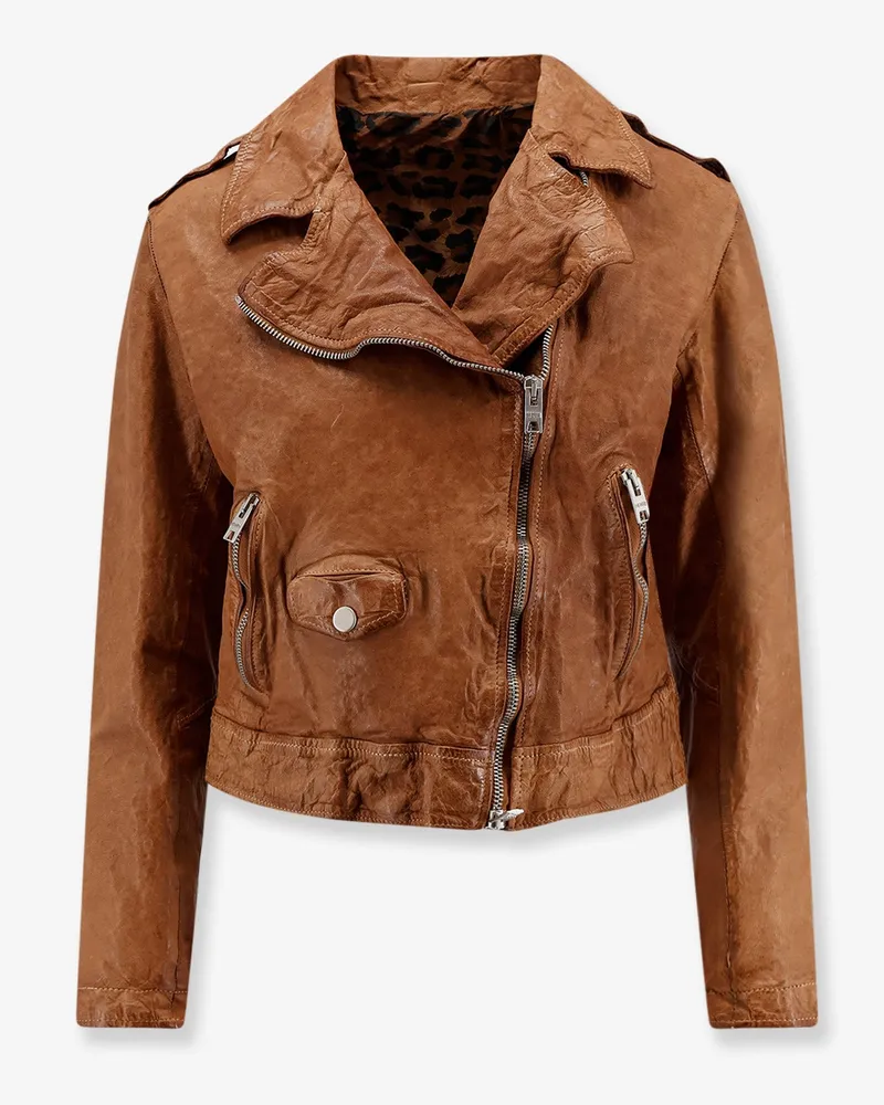 DFOUR Natural Washed Leather Jacket -  - gender_Woman Brown