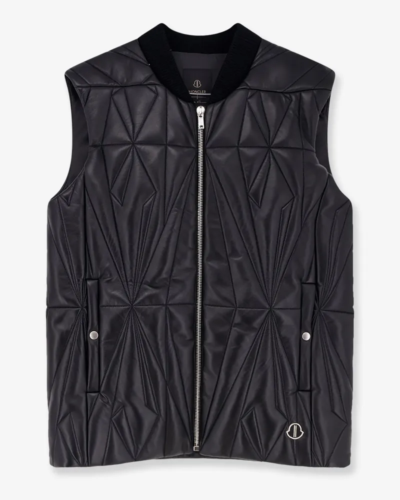 Moncler Geocamo Flight Leather Vest -  - gender_Man Black