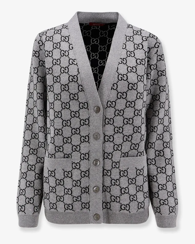 Gucci Reversible wool cardigan with GG motif -  - gender_Woman Grey
