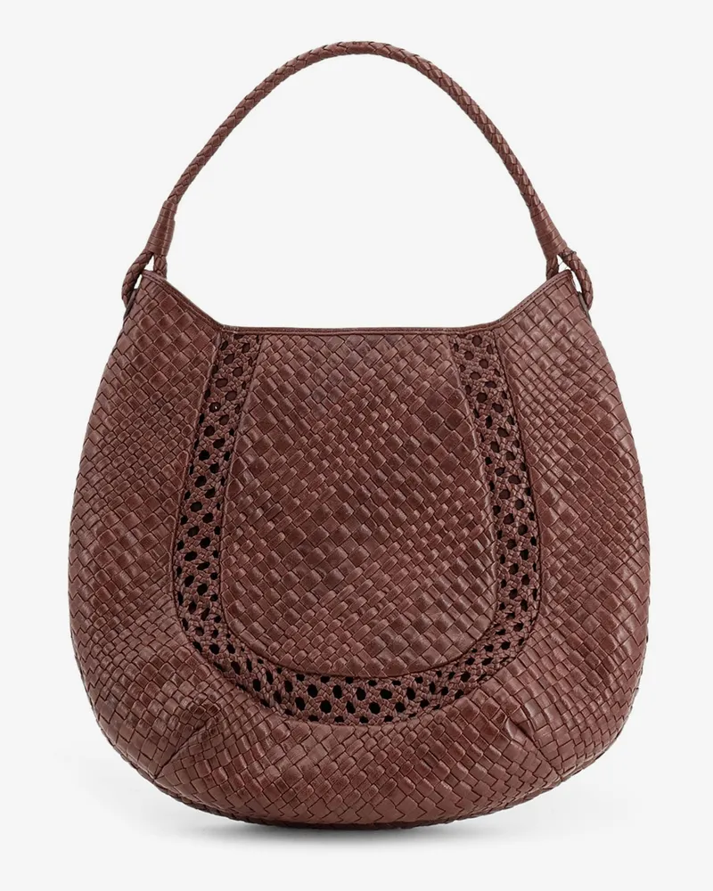 IBELIV Lamia vegetable-tanned leather shoulder bag with a woven pattern -  - gender_Woman Brown