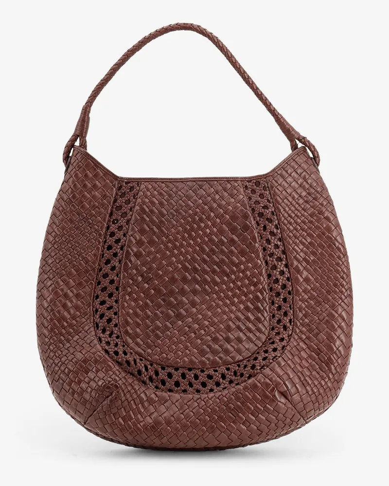 IBELIV Lamia vegetable-tanned leather shoulder bag with a woven pattern -  - gender_Woman Brown