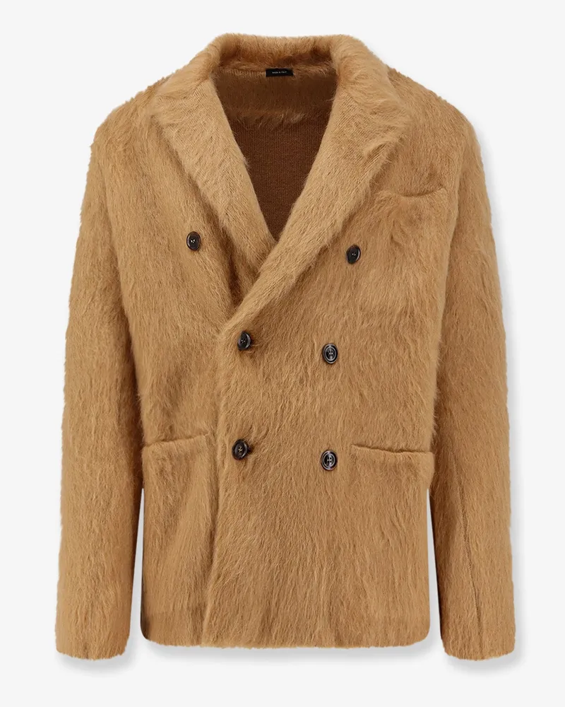 Tom Ford Double-breasted cashmere, mohair and silk jacket -  - gender_Man Beige
