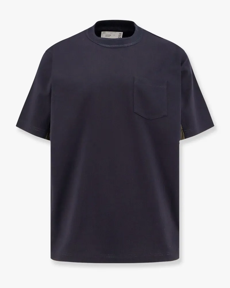Sacai Cotton t-shirt with nylon inserts -  - gender_Man Blue