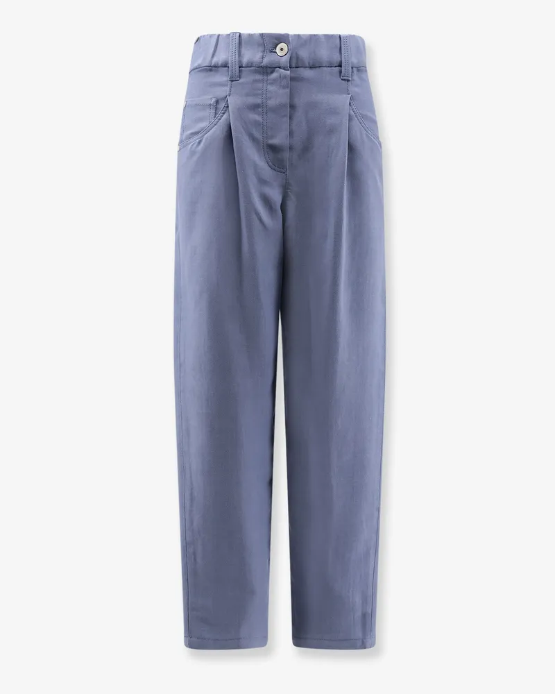Brunello Cucinelli Viscose and linen trousers -  - gender_Woman Blue