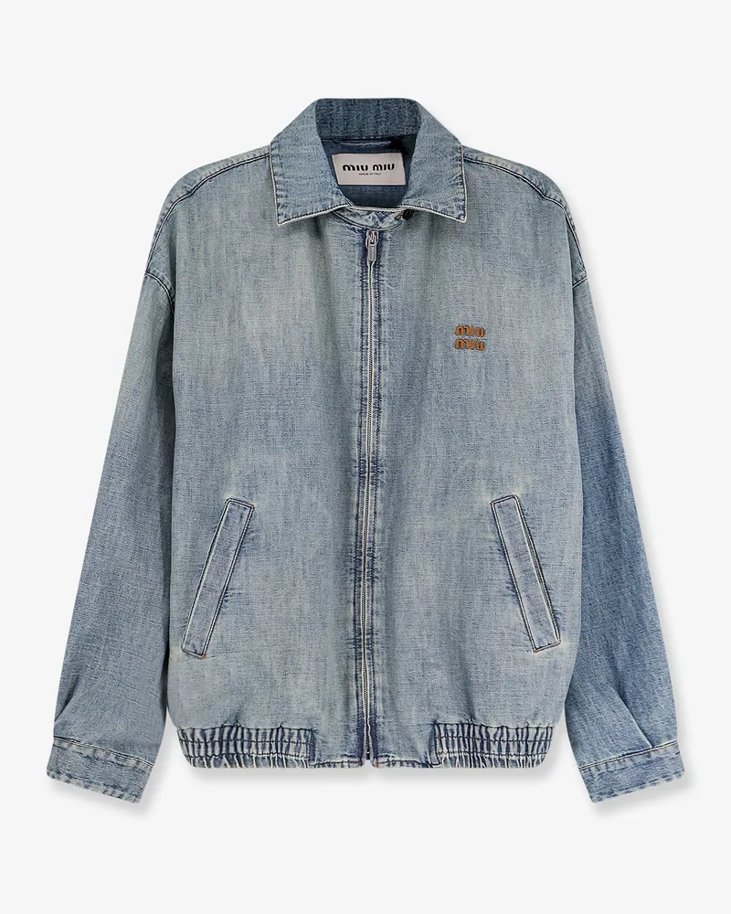 Miu Miu Denim Jacket with  embroidery - MIU MIU - gender_Woman Blue