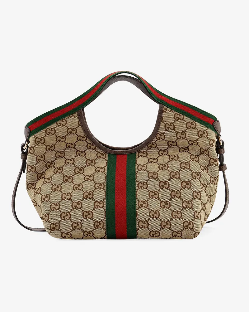 Gucci Giglio Tote Bag in GG Supreme Canvas and Leather - GUCCI - gender_Woman Beige