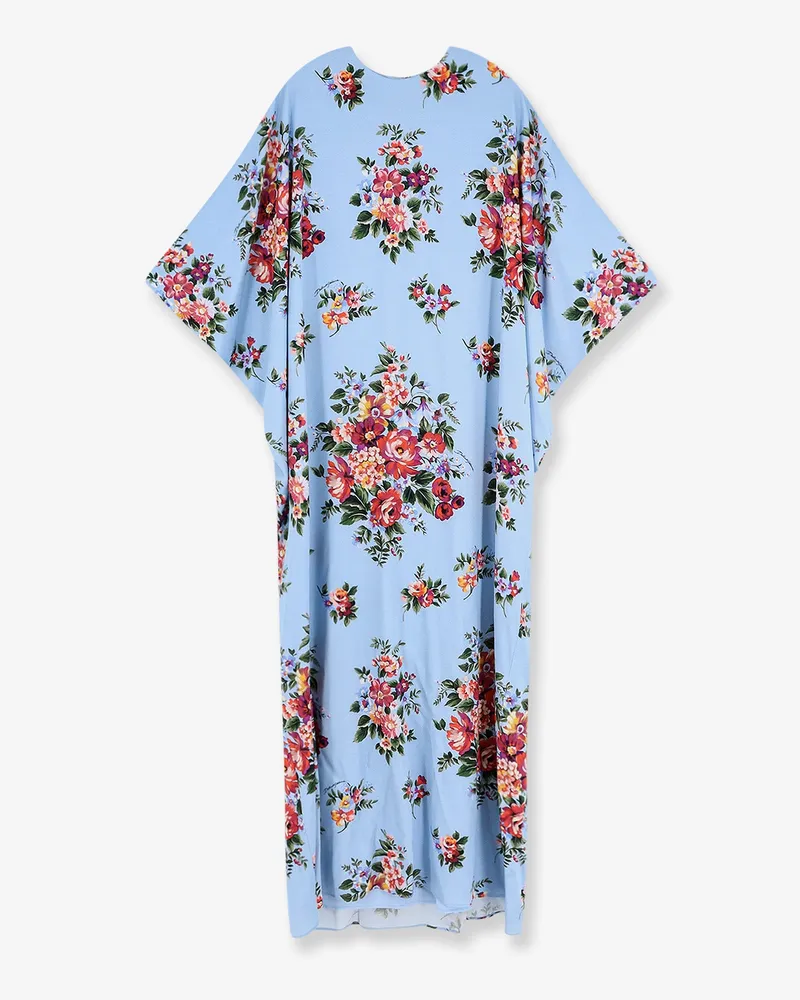 Dolce & Gabbana Long charmeuse dress with Mazzo di Fiori print -  - gender_Woman Blue