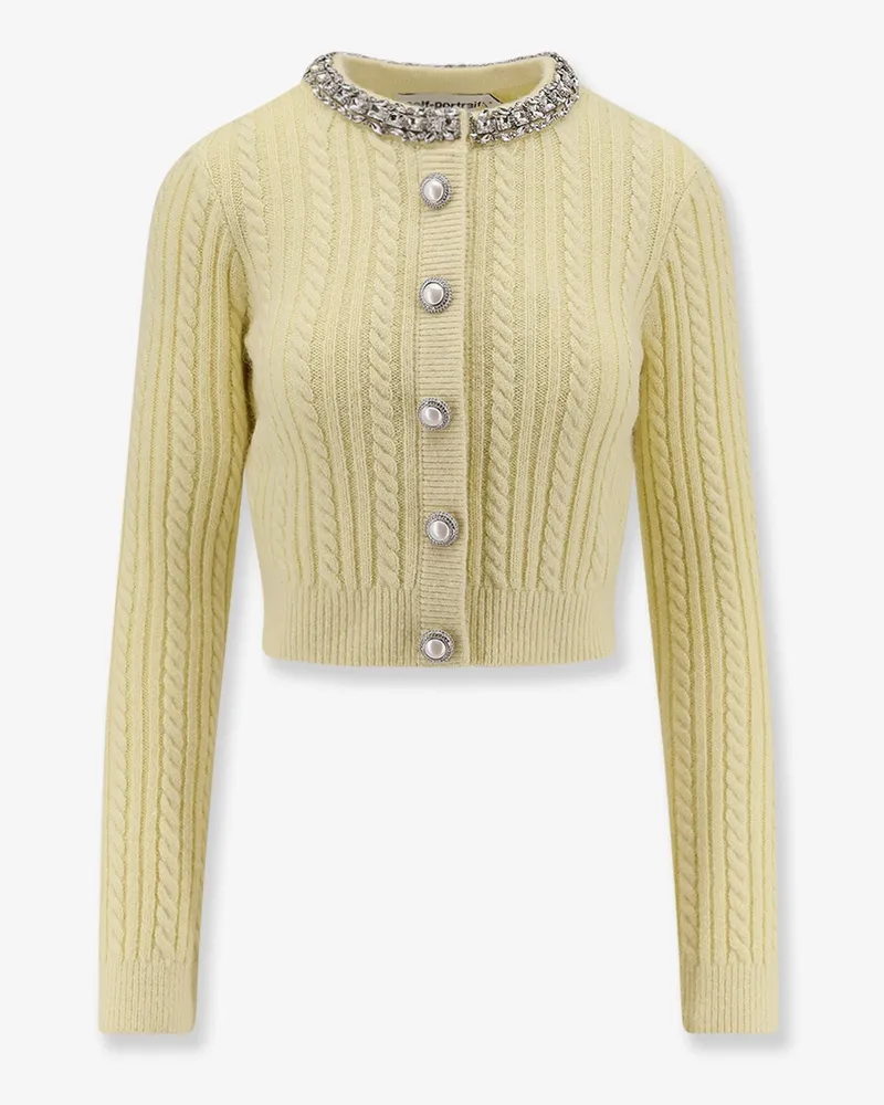 Self-Portrait Cropped wool and alpaca blend cardigan -  - gender_Woman Yellow