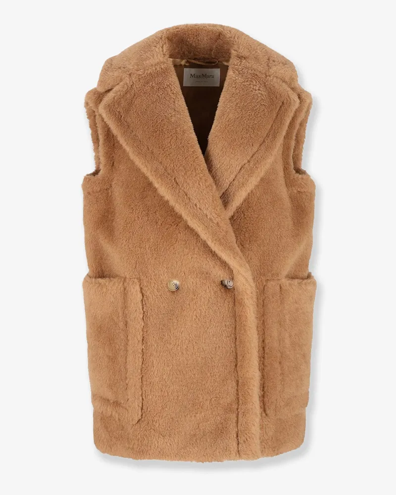 Max Mara Breda camel and silk sleeveless coat -  - gender_Woman Brown