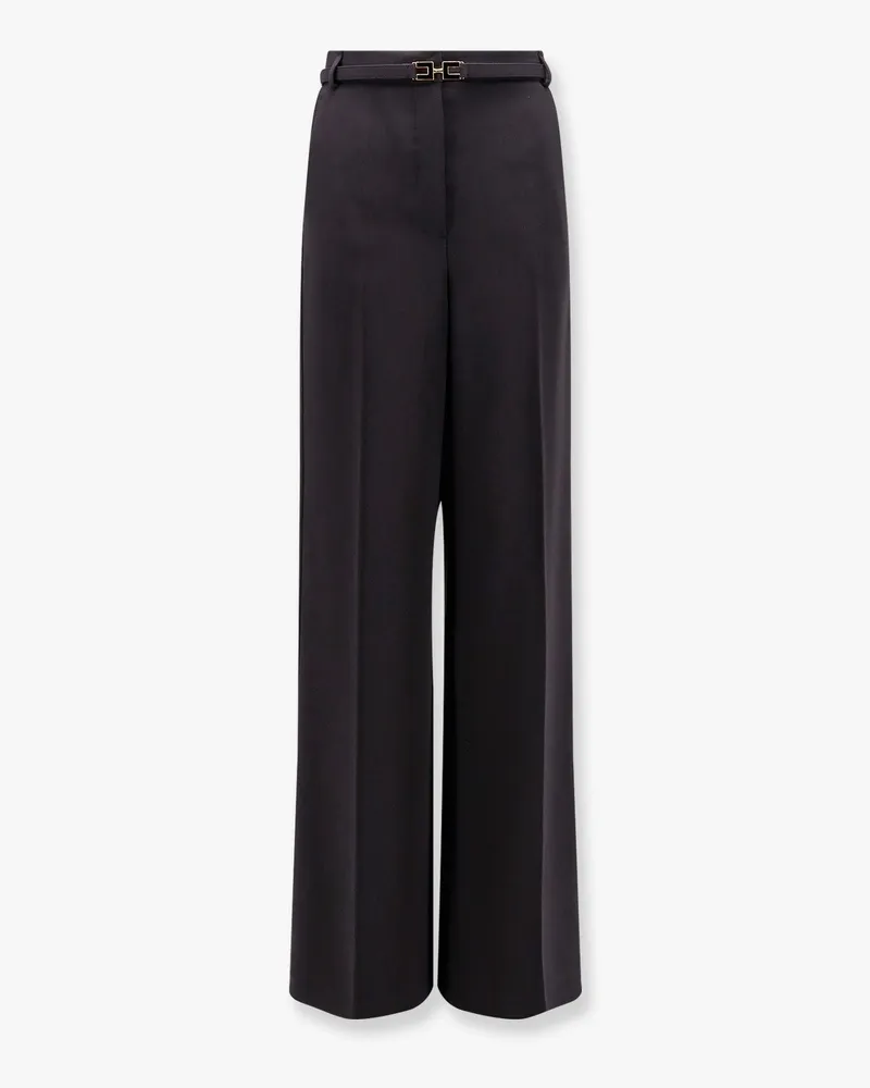 Elisabetta Franchi Tuxedo trouser with belt and enamelled detail -  - gender_Woman Black